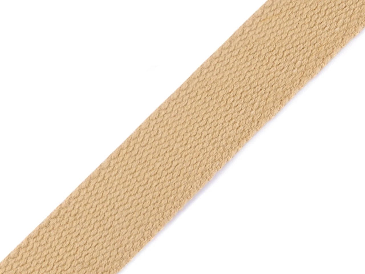 Image du ruban en coton 25 mm beige – disponible chez Šarlotes audumi