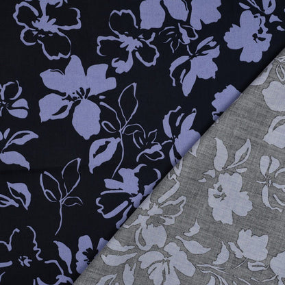Image d’un tissu en satin de coton à motif floral 115 g/m² – disponible chez Šarlotes audumi