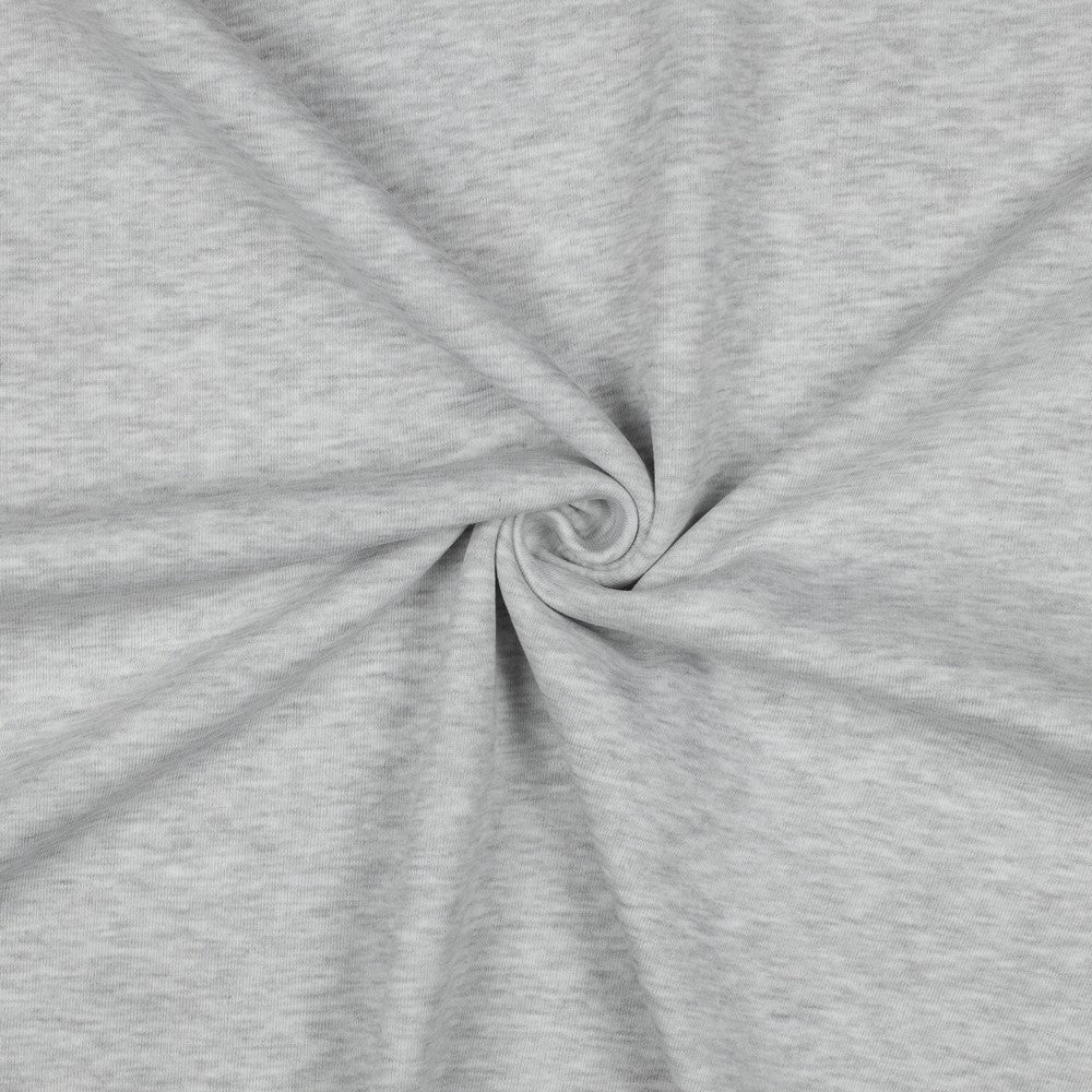 Attēls ar Kokvilnas siltināta trikotāža - gaiši pelēka melanža 285 g/m² – pieejams Šarlotes audumi