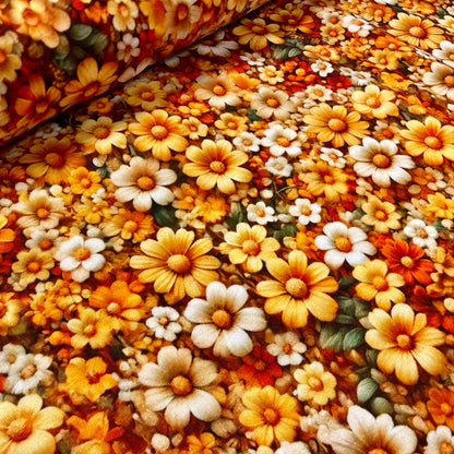 Jersey en coton - fleurs jaunes 200 g/m²