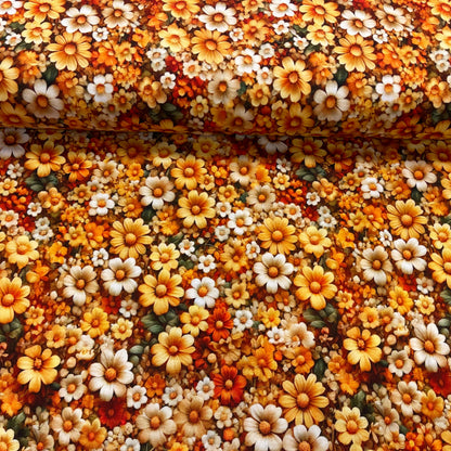 Jersey de coton - fleurs jaunes 200 g/m²