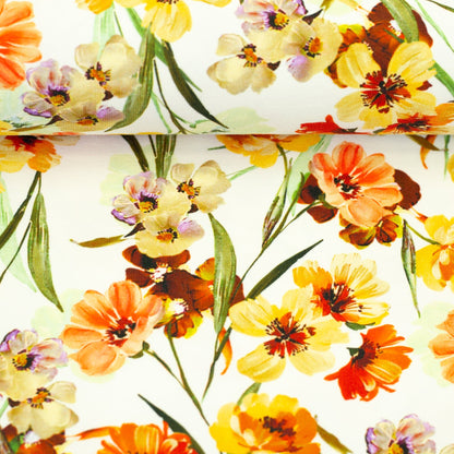 Jersey de coton - fleurs jaunes 220 g/m²