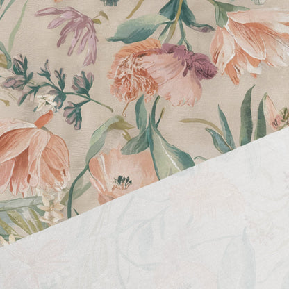 Jersey de coton - fleurs sur fond beige 200 g/m²