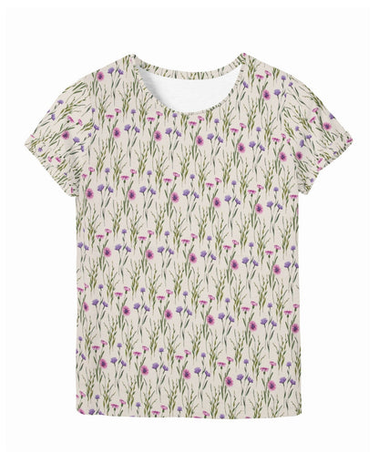 Jersey en coton, bleuets et clochettes 200 g/m²