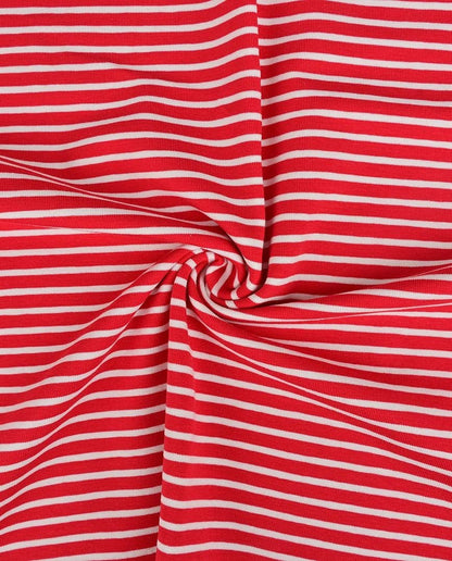 Image de jersey de coton à lignes rouges 220 g/m² – disponible chez Šarlotes audumi