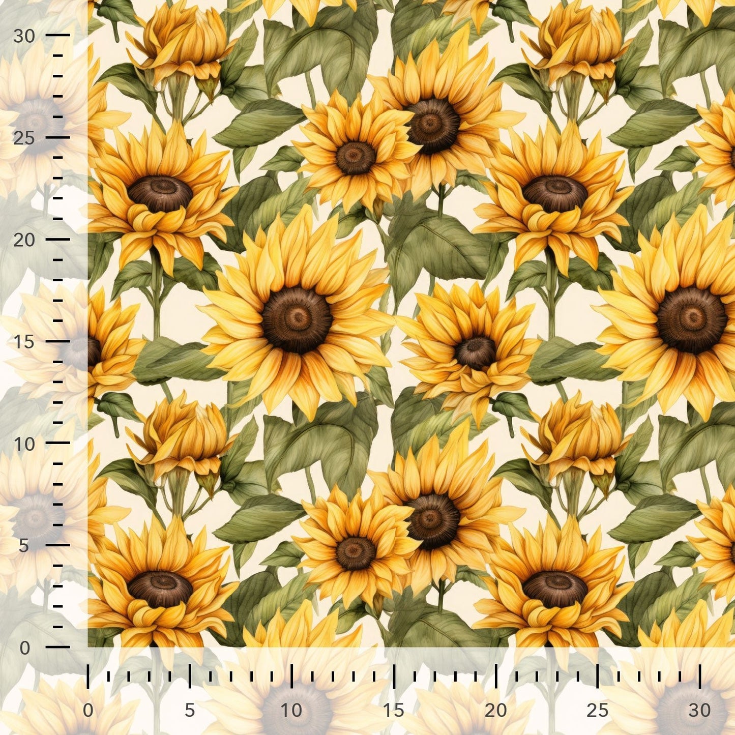Bild mit Baumwolljersey-Sonnenblumen 220 g/m² – erhältlich bei Šarlotes audumi