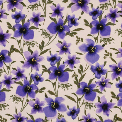 Kokvilnas trikotāža - violetais ziedu sapnis 190 g/m²