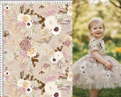 Image with cotton jersey - flowers 220 g/m² – available at Šarlotes audumi