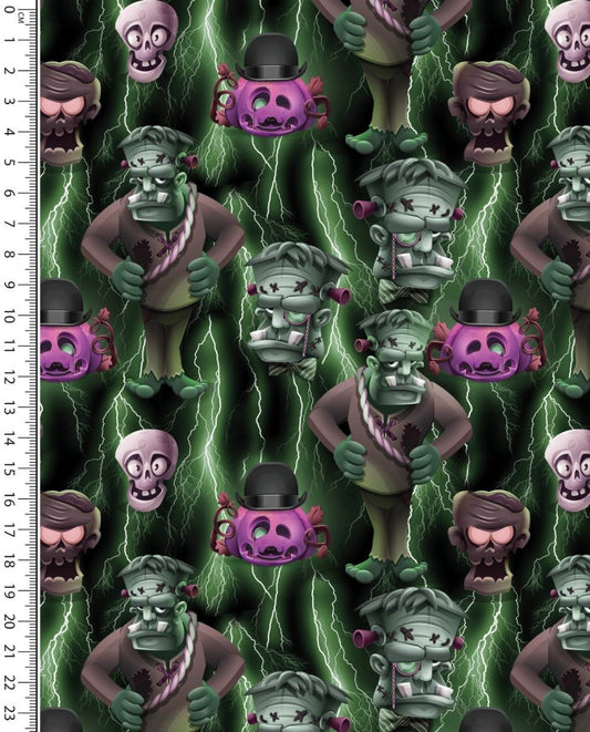 Image de tissu en jersey de coton motif zombies – disponible en ligne chez Šarlotes audumi