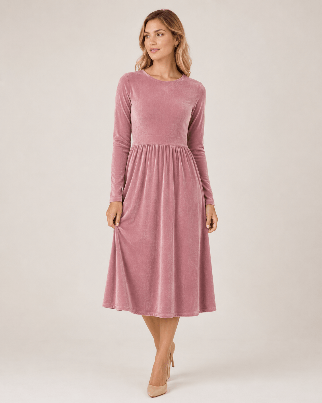 Image de velours de coton vieux rose (Mauve) 250 g/m² – disponible chez Šarlotes audumi