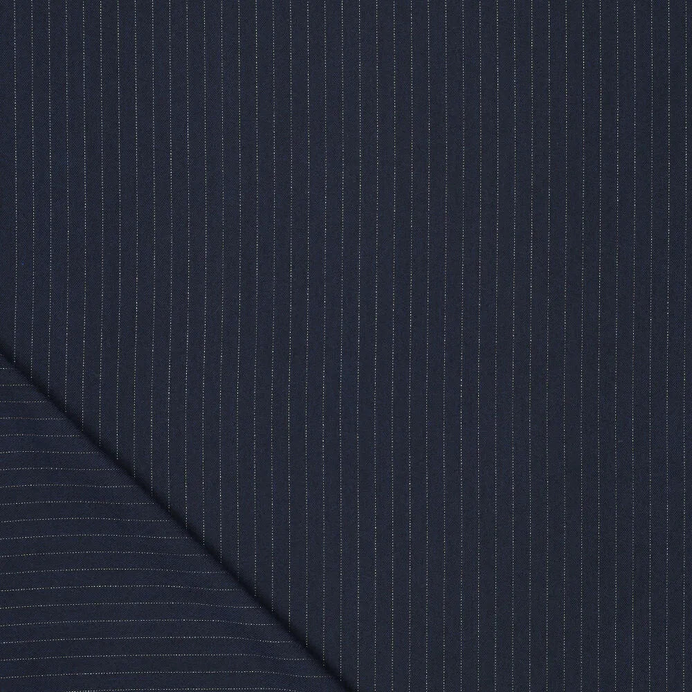 Attēls ar Kostīmaudums ar smalku lureksa svītru - tumši zils | 195 g/m² | 145 cm – pieejams Šarlotes audumi