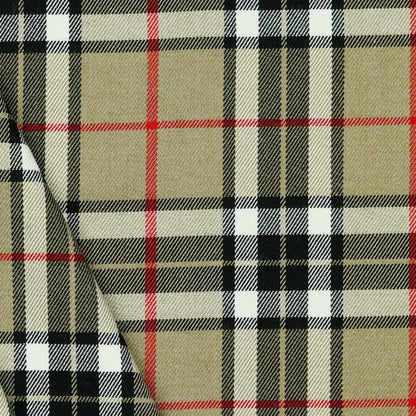Tissu de costume - beige à carreaux 230 g/m²