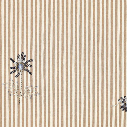 Image du tissu pour chemise avec élasthanne - beige rayé avec perles brodées 135 g/m² – disponible chez Šarlotes audumi