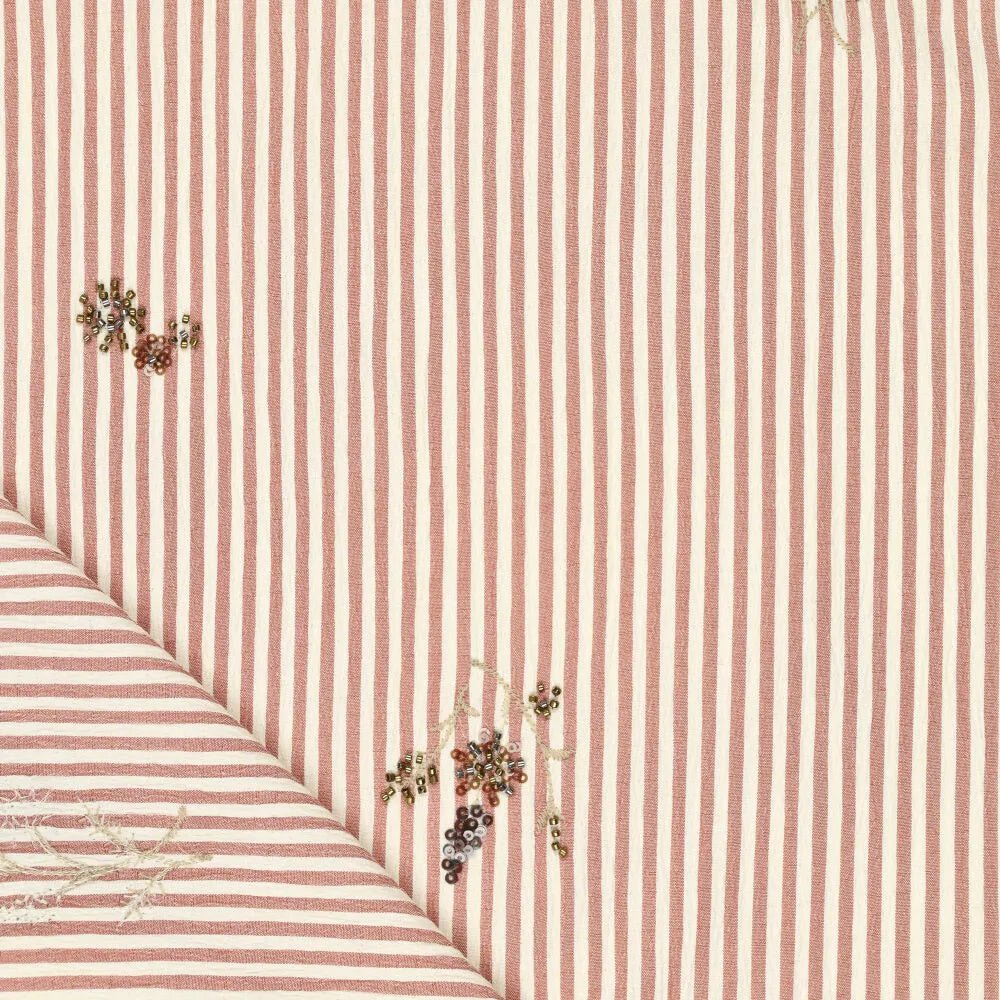 Image avec tissu de chemise en élasthanne - rayé avec perles brodées 135 g/m² – disponible chez Šarlotes audumi