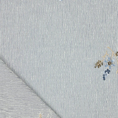 Image avec tissu de chemise avec élasthanne - rayé bleu avec perles brodées 135 g/m² – disponible chez Šarlotes audumi