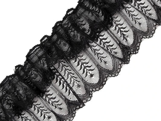 Attēls ar Krokota mežģīņu lente 85–95 mm - melna – pieejams Šarlotes audumi