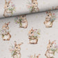 Cotton loop knit - bunnies with flowers 250 g/m²