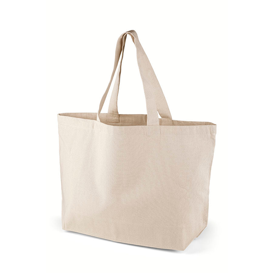 Attēls ar Liela dabīgās kokvilnas iepirkumu soma 60 × 40 × 16 cm 220 g/m² – pieejams Šarlotes audumi