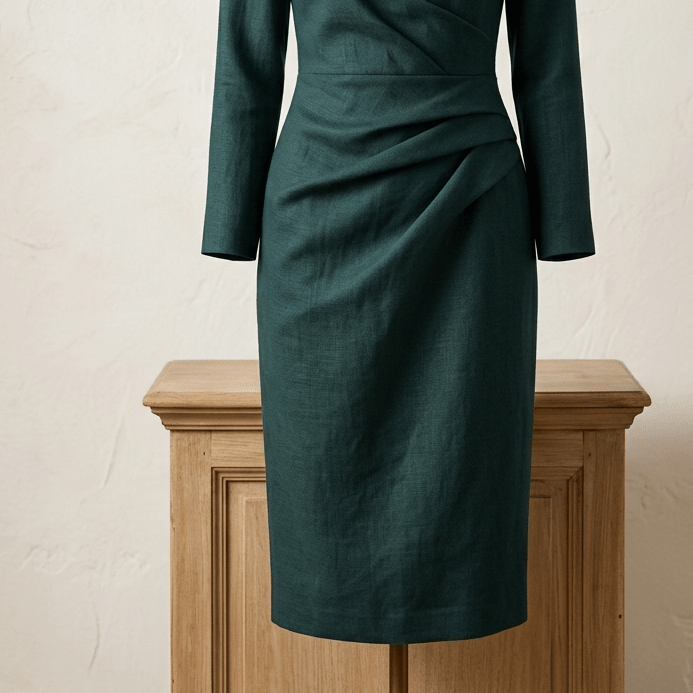 Attēls ar Lina audums–meža zaļš 235 g/m² – pieejams Šarlotes audumi