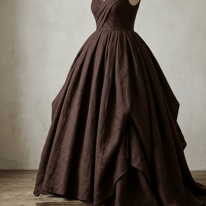 Image du tissu en lin – chocolat noir 235 g/m² – disponible chez Šarlotes audumi