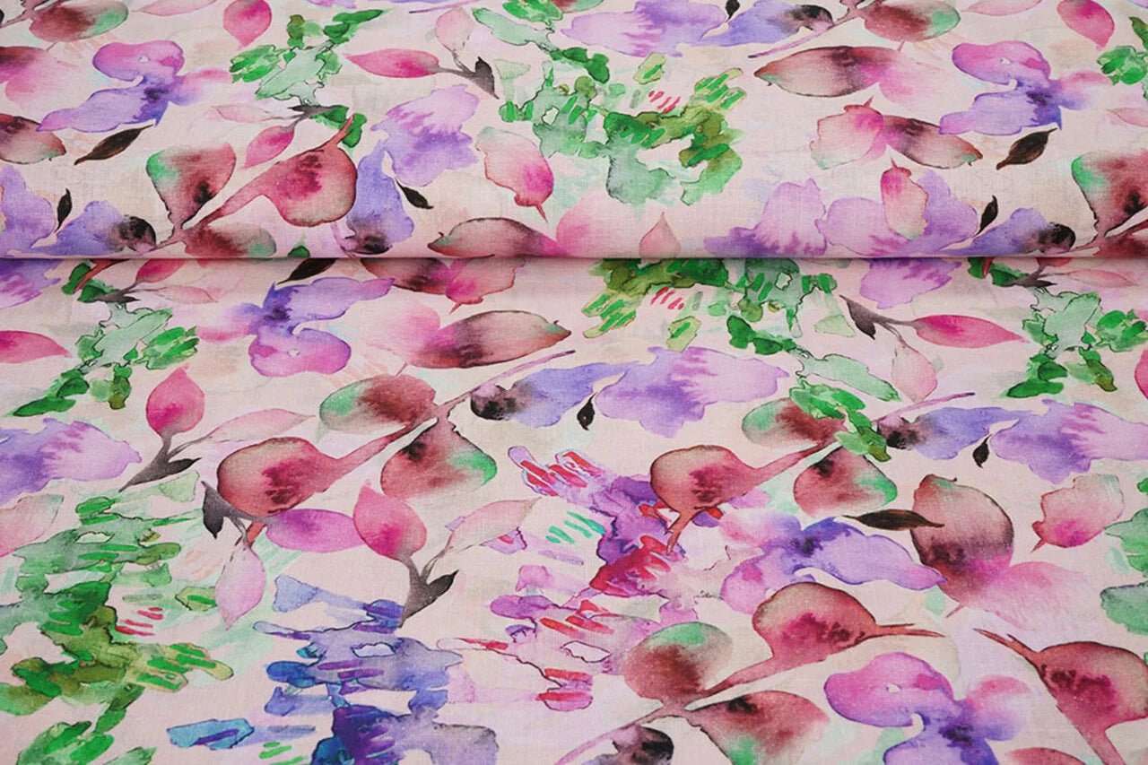 Attēls ar Lina un kokvilnas audums ar ziedu rakstu 170 g/m² – pieejams Šarlotes audumi