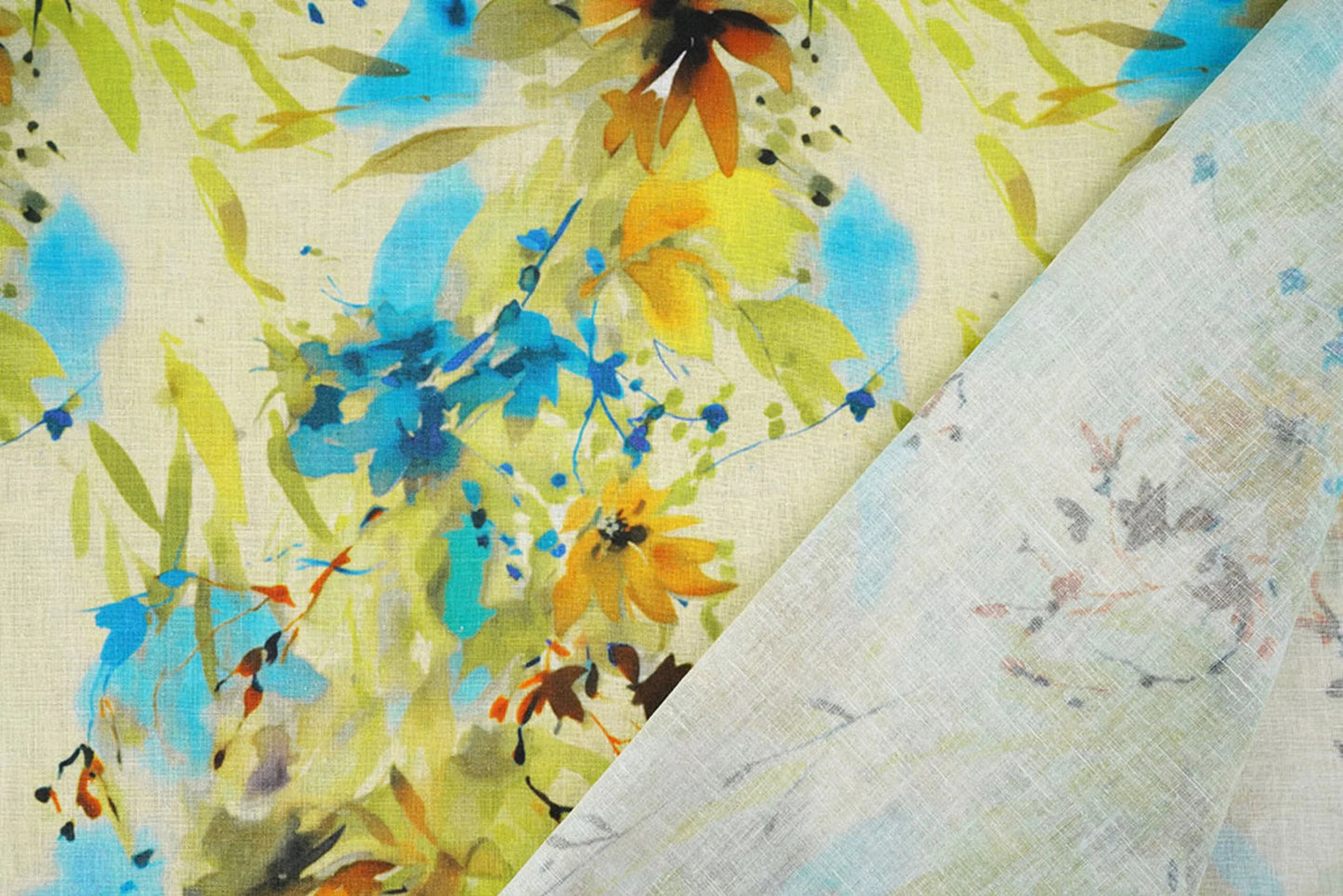 Image de lin et coton à motif floral 170 g/m² | tissu léger et respirant pour vêtements et maison – disponible chez Šarlotes audumi