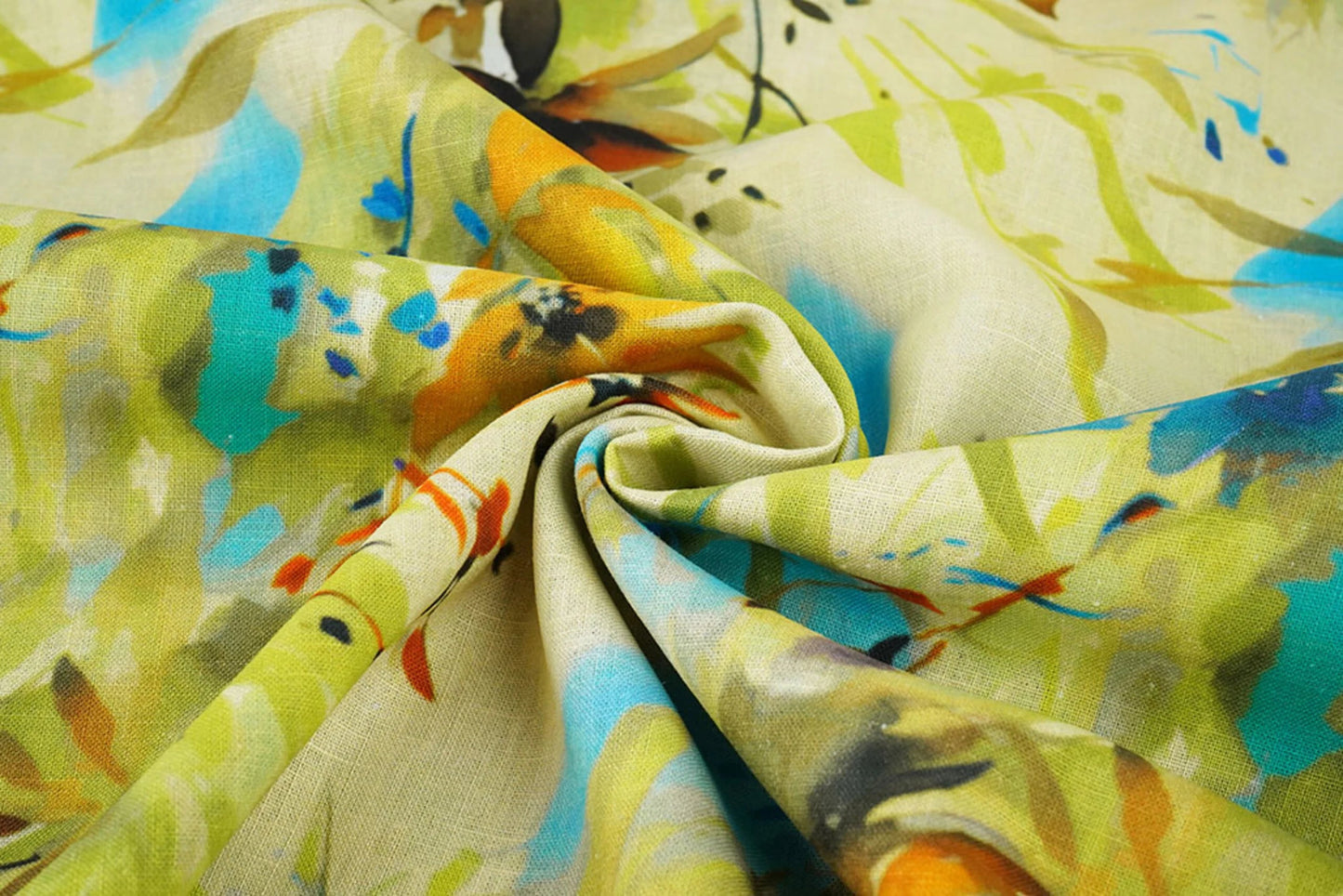 Image de lin avec coton - motif floral 170 g/m² | tissu léger et respirant pour vêtements et maison – disponible chez Šarlotes audumi