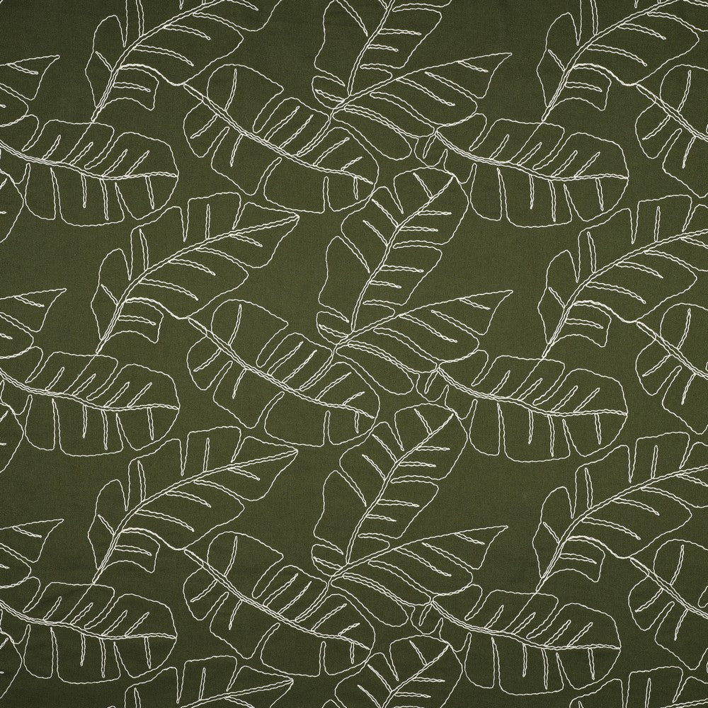 alt
Image en lin avec feuilles brodées en viscose sur fond vert 210 g/m² – disponible chez Šarlotes audumi