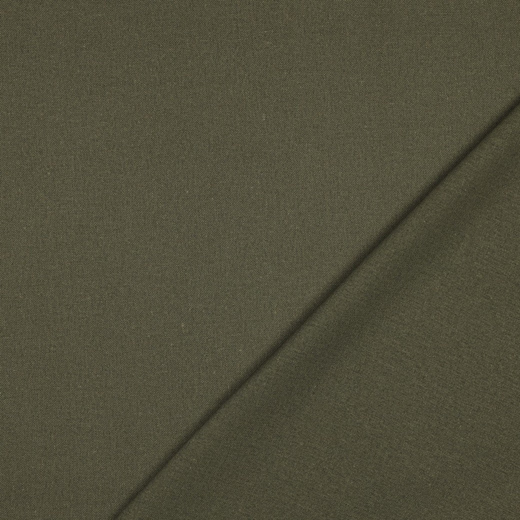 Image de lin mélangé à la viscose, ton olive 185 g/m² – disponible chez Šarlotes audumi