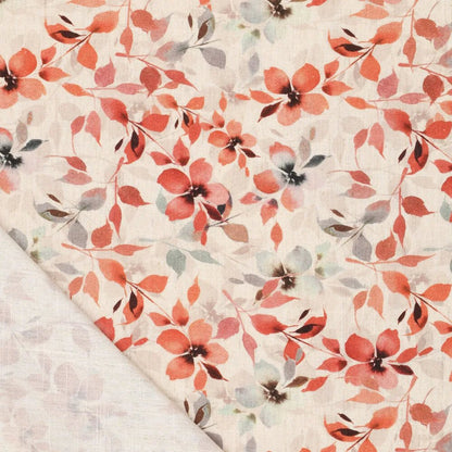Lins et viscose - fleurs orange 120 g/m²