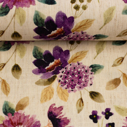 Bild mit Leinen und Viskose – herbstliches Blumen-Aquarell – online erhältlich bei Šarlotes audumi