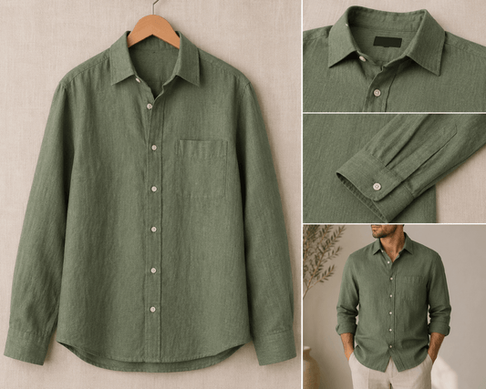 Image de lin avec viscose - sauge 185 g/m² – disponible chez Šarlotes audumi