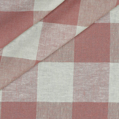 Lin mélangé à la viscose - à carreaux vieux rose 145 g/m²