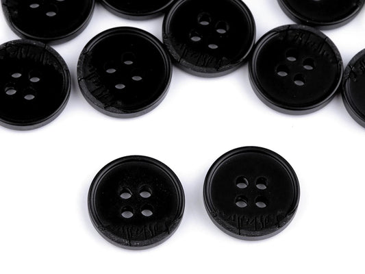 Image de boutons de costume noir-gris à 4 trous – 15 mm-25 mm – disponibles en ligne chez Šarlotes audumi