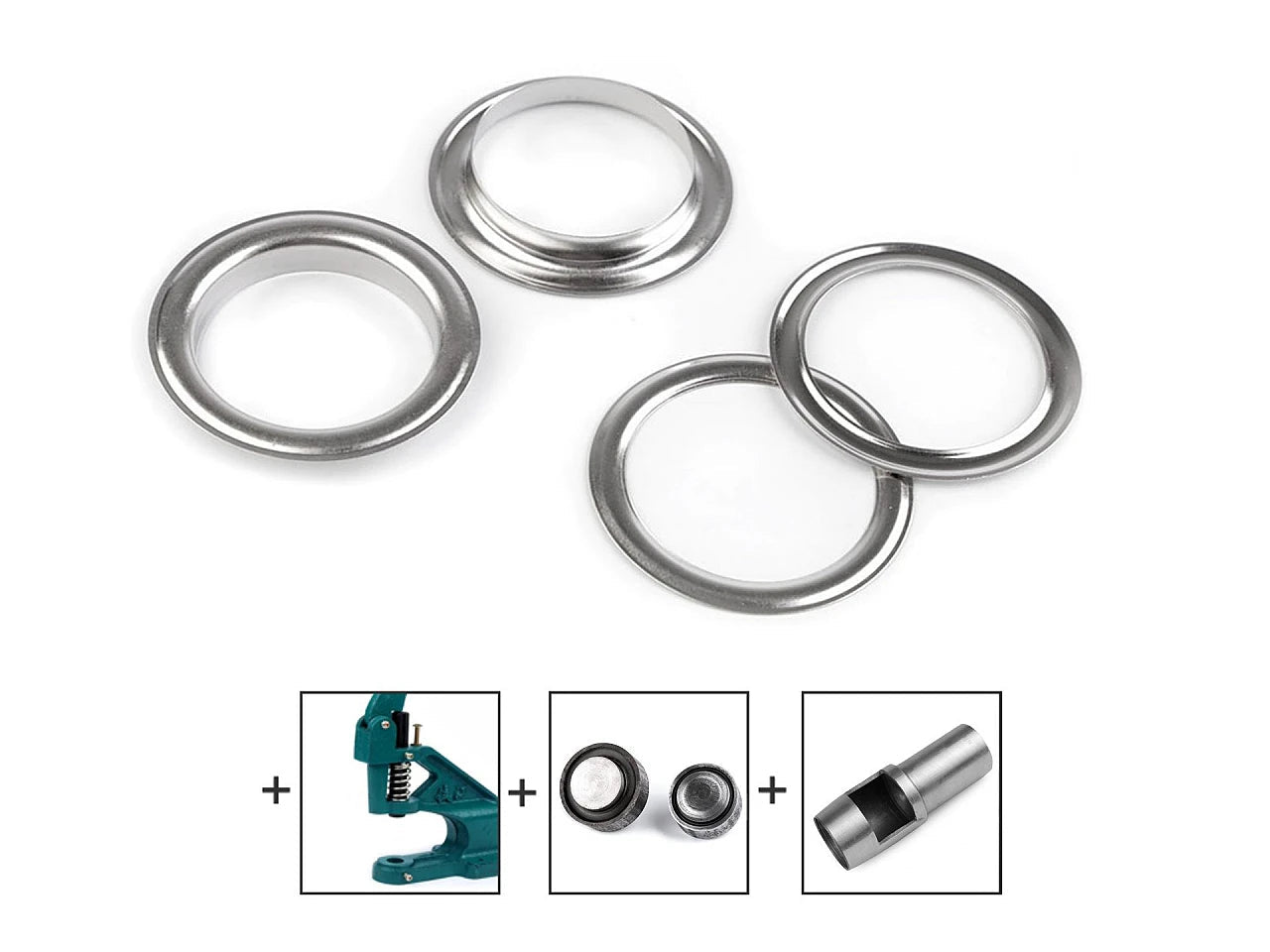 Attēls ar Metāla gredzeni, Luversi iekšējais Ø35 mm (iekšējais diametrs) |10 gab | dažādu toņu – pieejams Šarlotes audumi