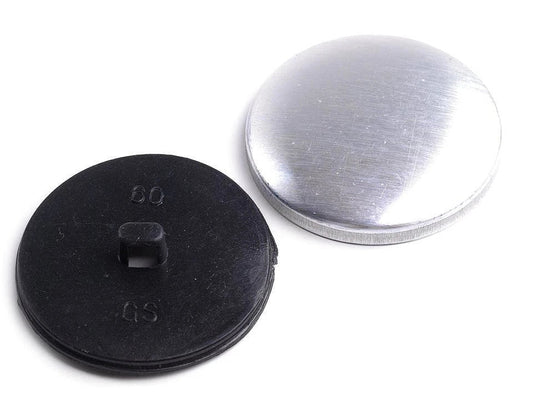 Bild eines Metallknopfs zum Selbstbeziehen | 38 mm – online erhältlich bei Šarlotes audumi