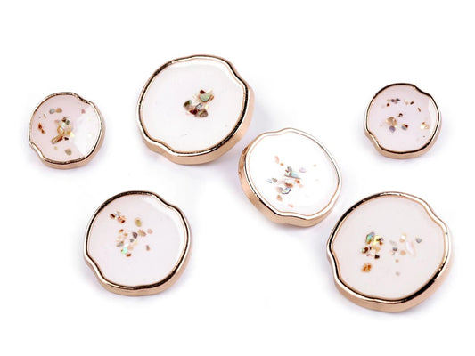 Boutons métalliques à queue 15 mm - dorés à paillettes