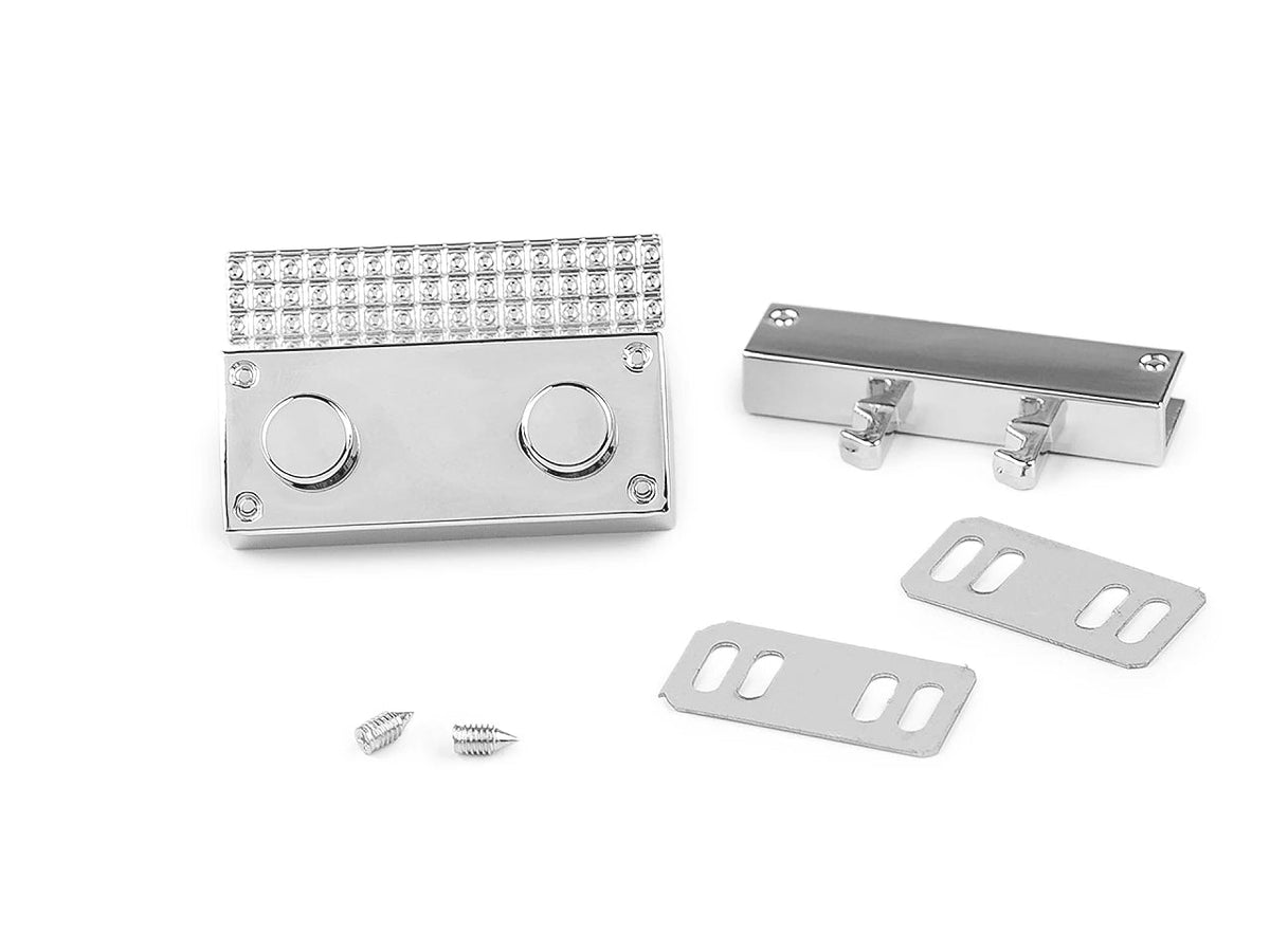 Bild von Metall-Taschenverschluss 27 × 41 mm – silberfarben – online erhältlich bei Šarlotes audumi
