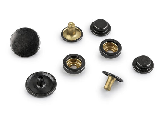 Attēls ar Metāla spiedpogas Ø15 mm biezākiem audumiem|50 gb – pieejams Šarlotes audumi