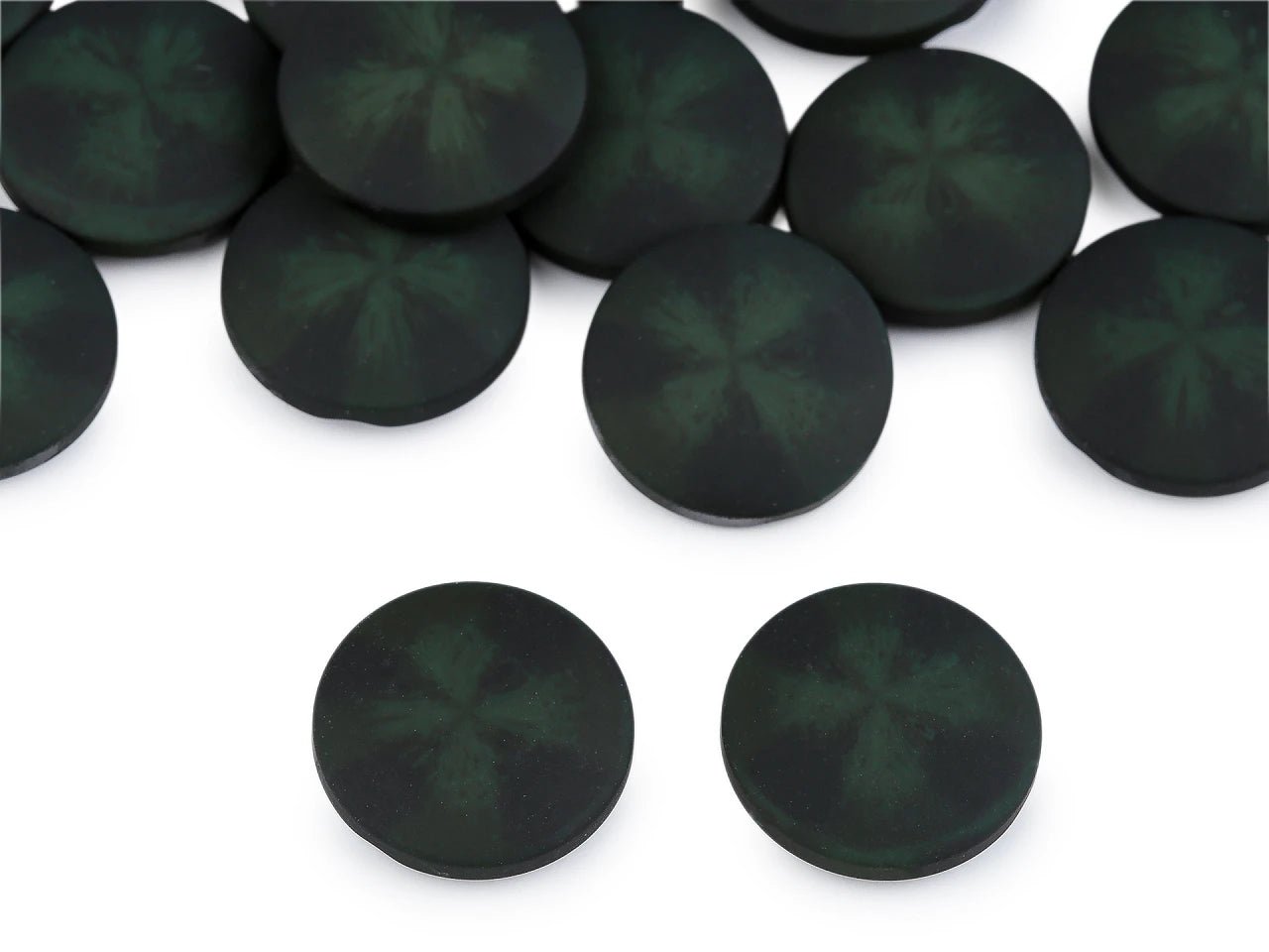 Image de boutons pour manteaux et vestes à effet velours | 21 mm, 25 mm, 30 mm | vert foncé – disponible chez Šarlotes audumi