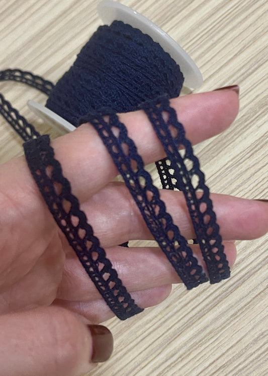 Image de dentelle 1 cm bleu foncé – disponible en ligne Šarlotes audumi