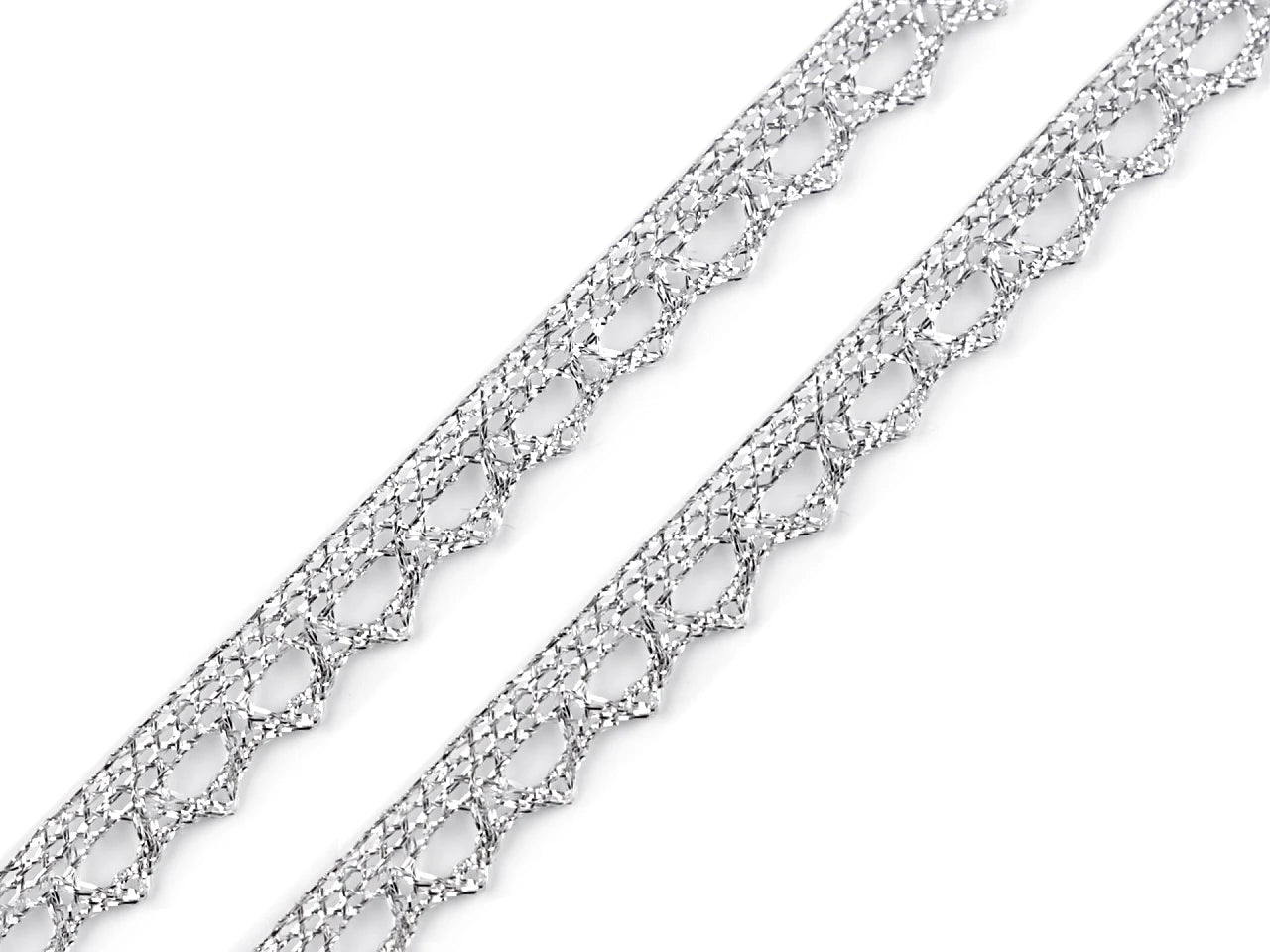 Attēls ar Mežģīne - sudraba 1 cm – pieejams Šarlotes audumi