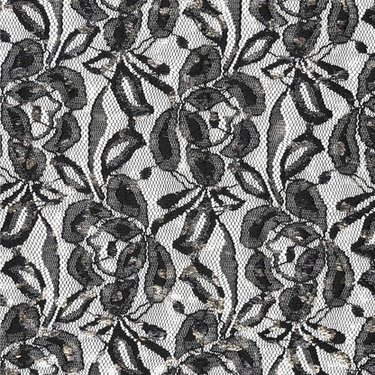 Image du tissu en dentelle “Lauren Foil Lace” noir 140 g/m², disponible chez Šarlotes audumi