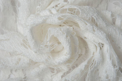 Tissu en dentelle - velours blanc laiteux 200 g/m²