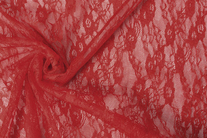 Image de tissu en dentelle fin rouge 50 g/m² – disponible chez Šarlotes audumi