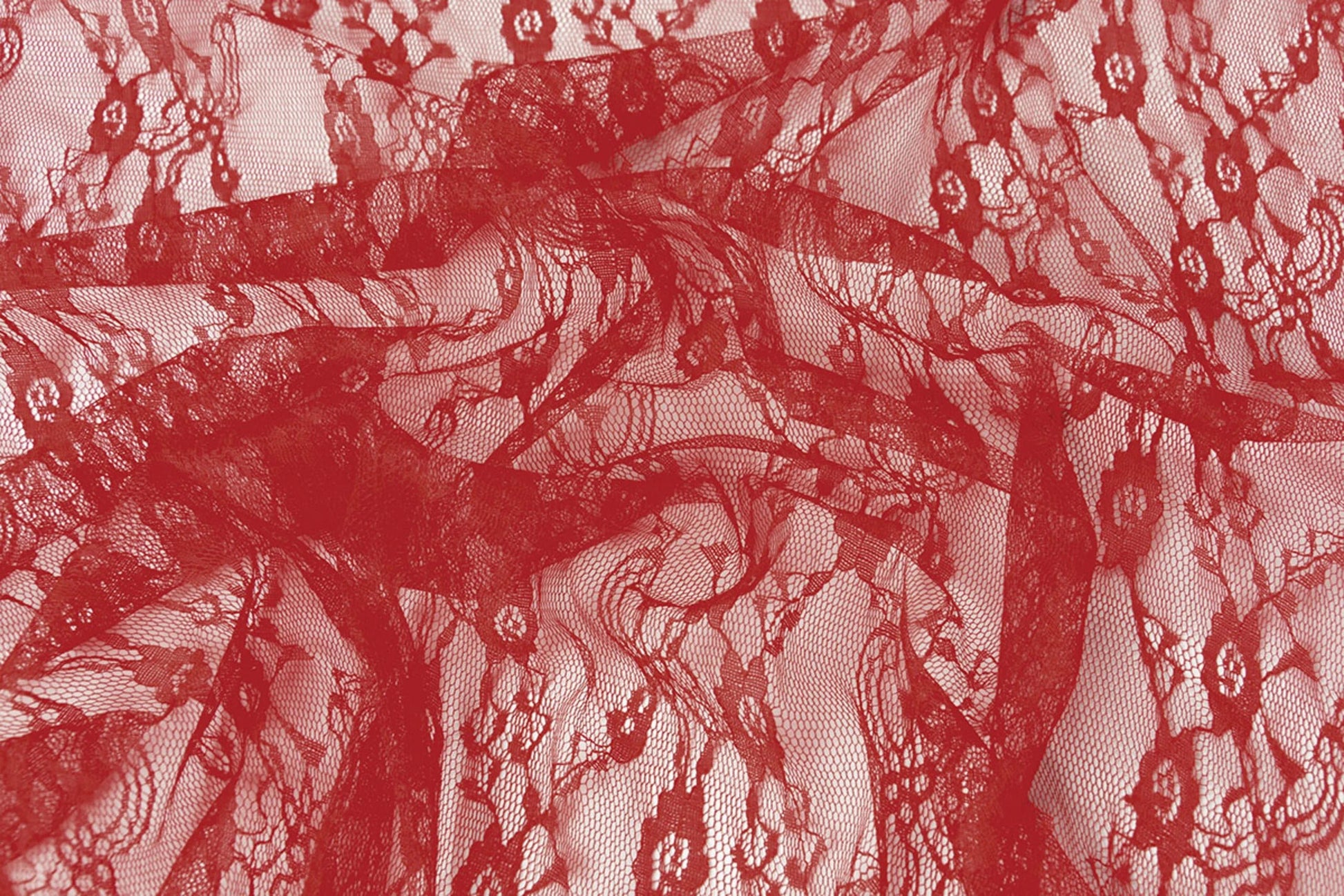 Attēls ar Mežģīņu audums smalks - sarkans 50 g/m² – pieejams Šarlotes audumi
