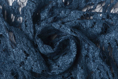 Tissu en dentelle - velours bleu foncé 200 g/m²