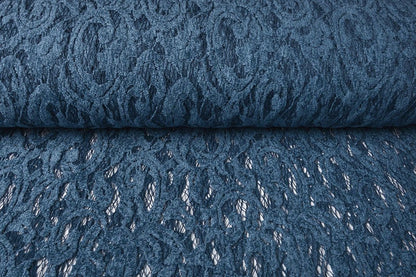 Tissu en dentelle - velours bleu foncé 200 g/m²