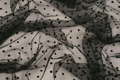 Tulle souple à pois - noir