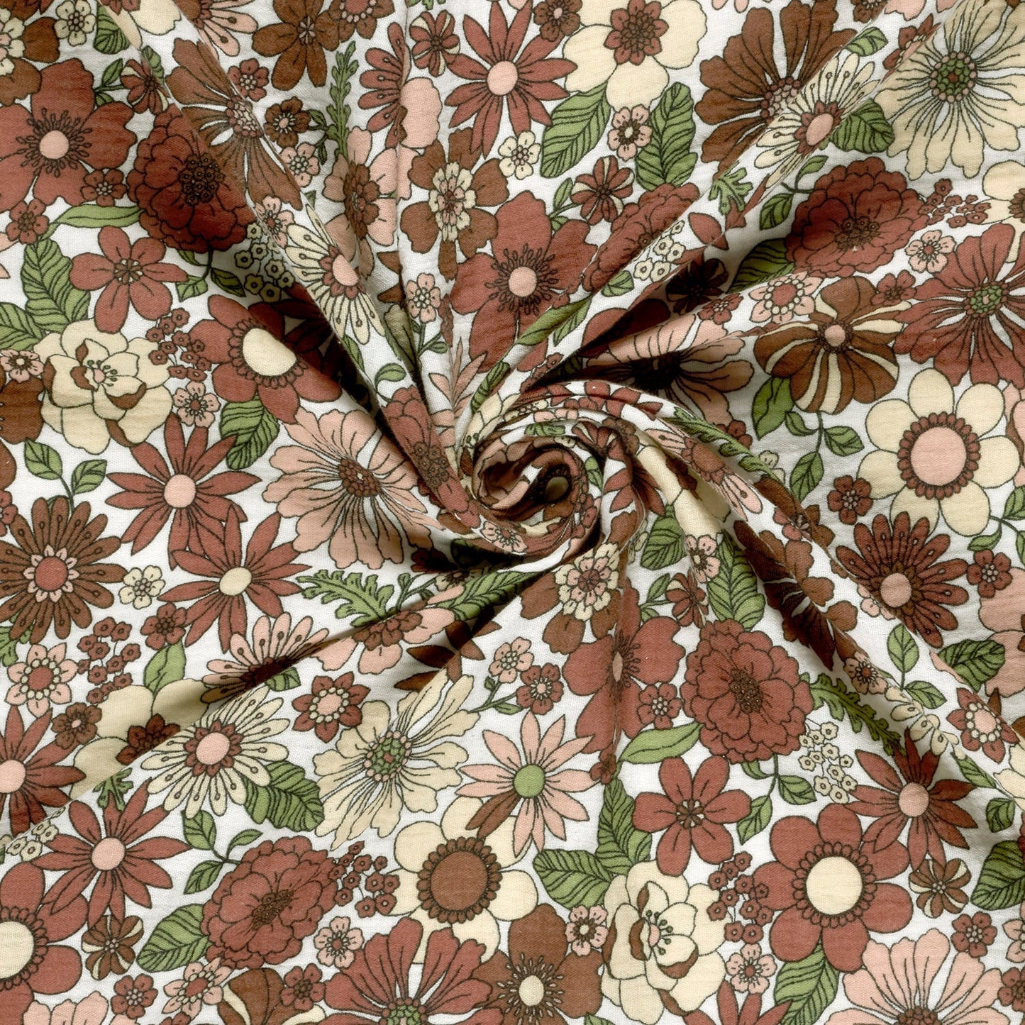 Image de mousseline - fleurs de différentes tailles 120 g/m² – disponible chez Les tissus de Charlotte
